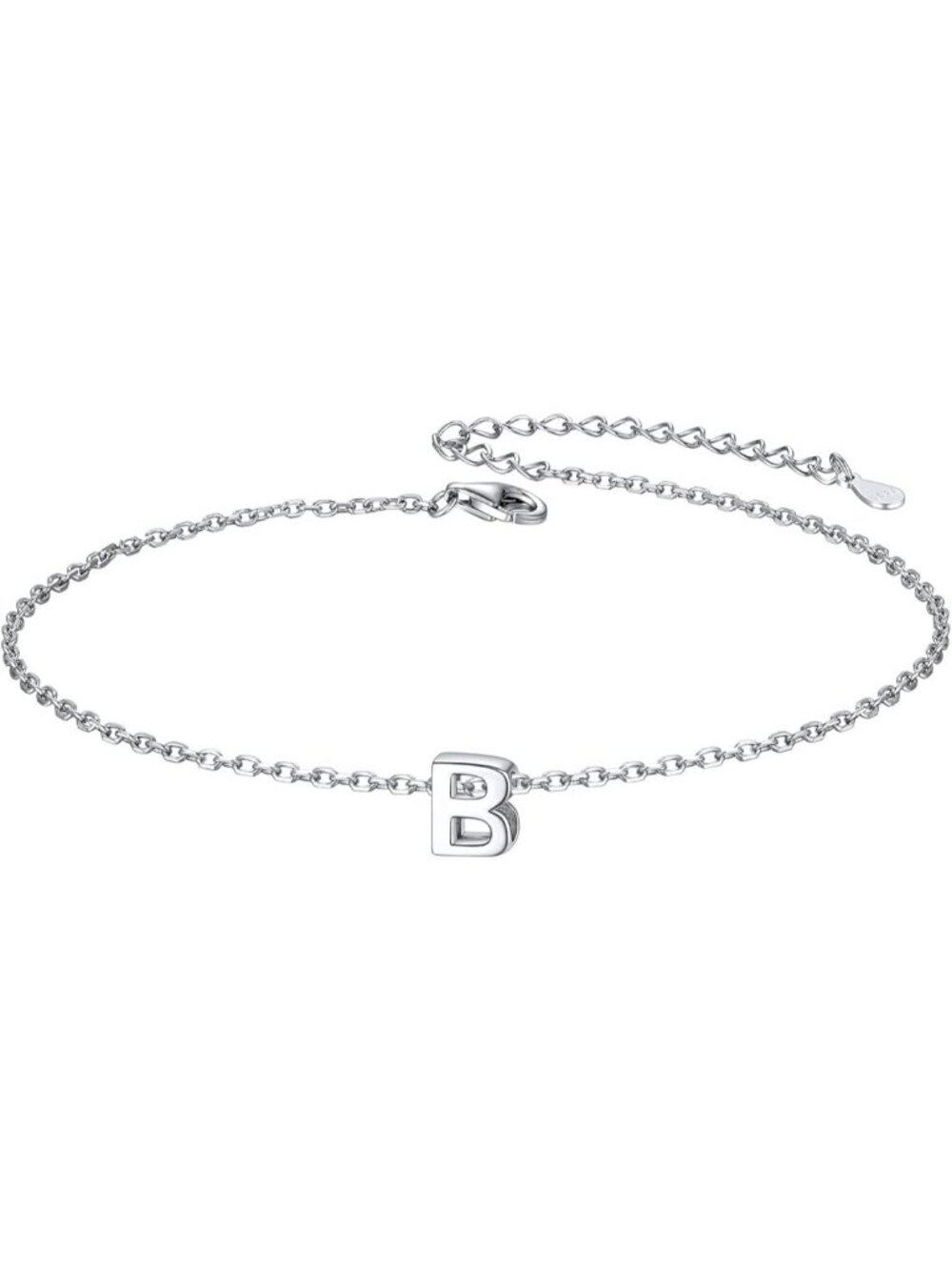 Letter B Initial Bracelet 925 Sterling Silver Letter Bracelet Dainty